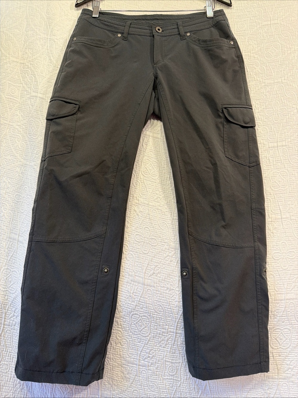 Kuhl Womens Freeflex Roll Up Pants Size 8 Short Dark Grey Hiking Stretch Sporty